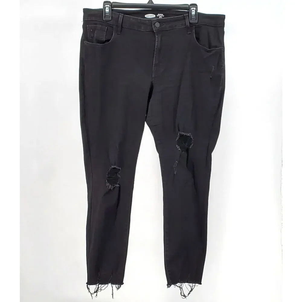 Old Navy Rockstar Super Skinny Ankle‎ Mid Rise Black Jeans Womens 16 Pre-Owned